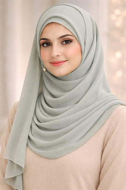 Marjeena Light Grey Premium Jersey Hijab - Marjeena collection