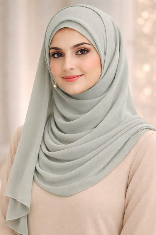Marjeena Light Grey Premium Jersey Hijab - Marjeena collection