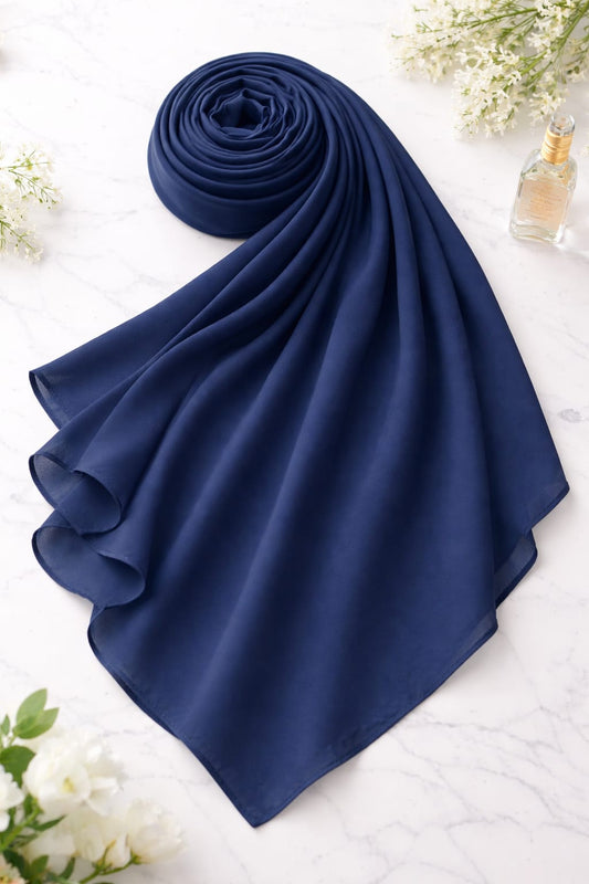 Marjeena Navy Blue Premium Jersey Hijab - Marjeena collection