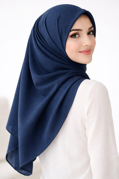 Marjeena Navy Blue Premium Jersey Hijab - Marjeena collection