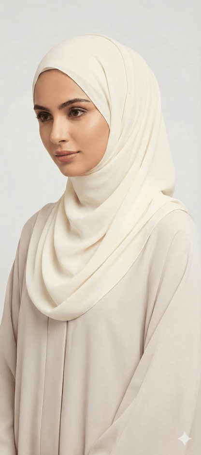 Marjeena Off White Premium Jersey Hijab - Marjeena collection