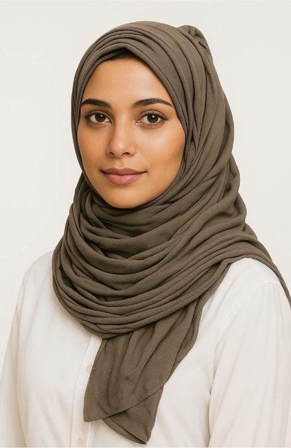 Marjeena Olive Brown Premium Jersey Hijab - Marjeena collection