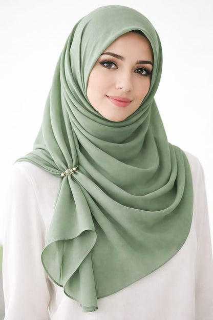 Marjeena Olive Green Premium Jersey Hijab - Marjeena collection