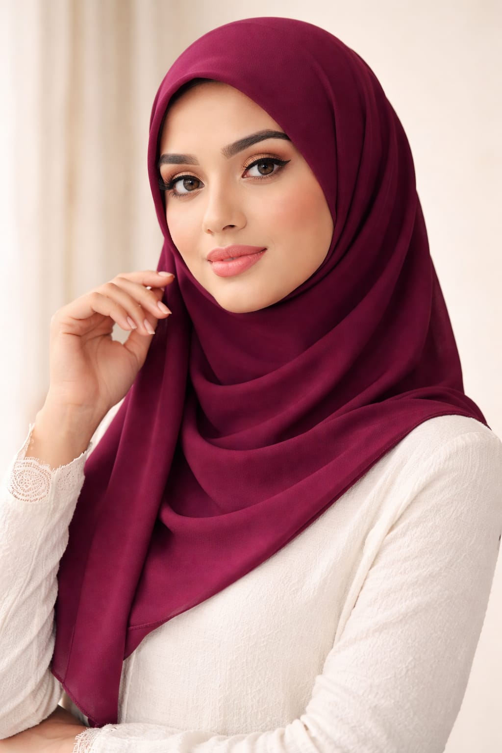Marjeena Reddish Purple Premium Jersey Hijab - Marjeena collection