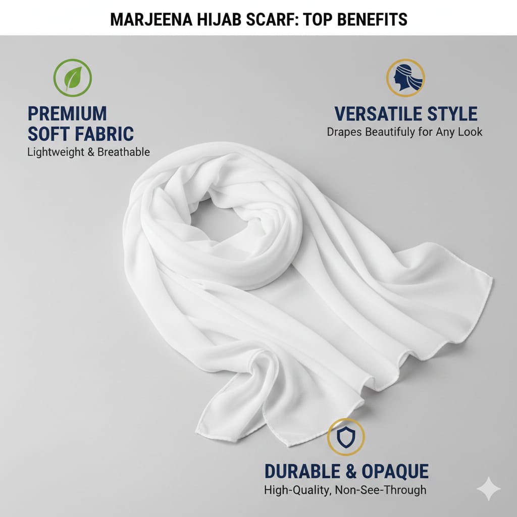 Marjeena White Premium Jersey Hijab - Marjeena collection