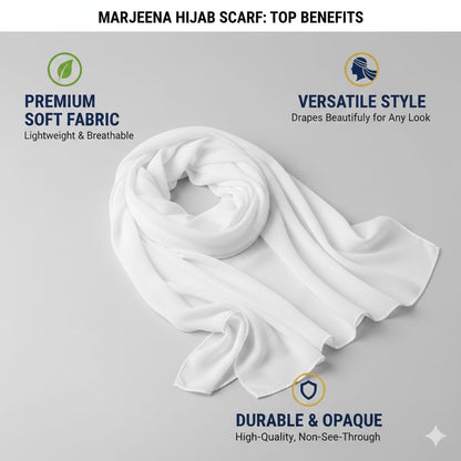 Marjeena White Premium Jersey Hijab - Marjeena collection