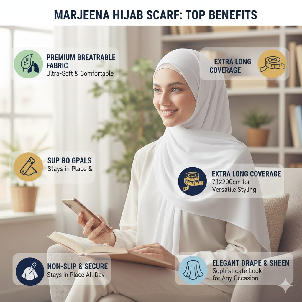 Marjeena White Premium Jersey Hijab - Marjeena collection