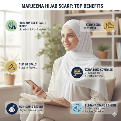 Marjeena White Premium Jersey Hijab - Marjeena collection